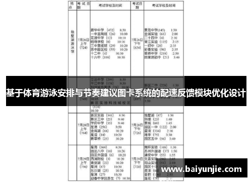 基于体育游泳安排与节奏建议图卡系统的配速反馈模块优化设计